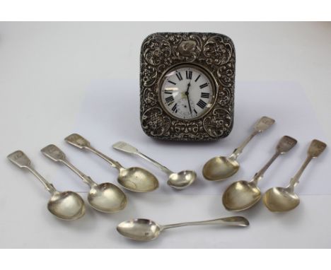 A set of six Victorian hallmarked silver teaspoons, Exeter 1845, a hallmarked silver non-matching teaspoon, a hallmarked silv