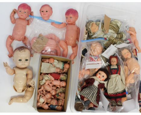 A large collection of vintage celluloid dolls of various sizes and makes.