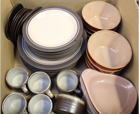 A collection of Hornsea oven-to-table ware to include eight dinner plates, eight side plates, also eight cereal bowls by anot