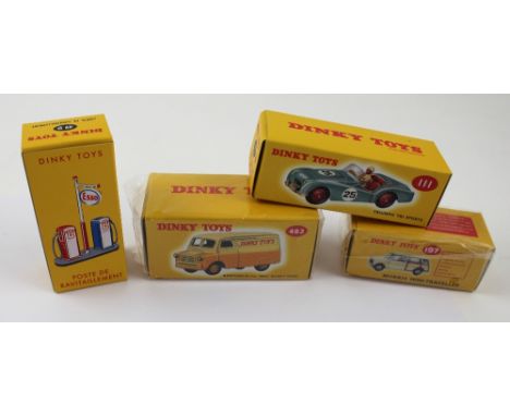 Four modern boxed Dinky vehicles, 429D Poste De Ravitaillement, 482 Bedford 10 hundred weight van, 197 Morris Mini Traveller 