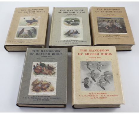 Five first edition volumes of 'The Handbook of British Birds' by H F Witherby, F C A Jourdain, N F Ticehurst and B W Tucker, 