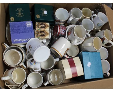 A large collection of George V Coronation and later royal commemorative ware to include a 1911 commemorative beaker, Stafford