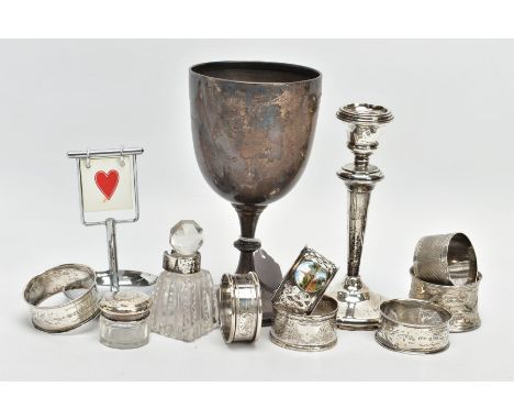 A COLLECTION OF SILVER AND SILVER MOUNTED ITEMS, ETC, comprising a George V 'Albion Cake Prize', makers The Usher Manufacturi