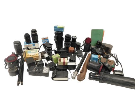 Various camera lenses, accessories, etc. 