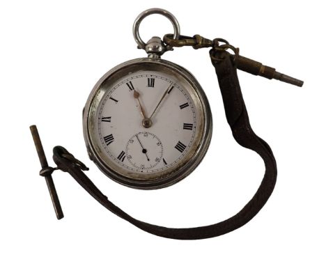 A George V silver cased pocket watch, with white enamel dial and Arabic numerals, Birmingham 1922.