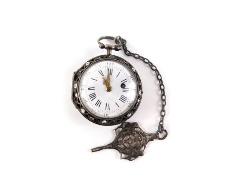 A silver coloured metal and paste set pocket watch, with French style enamel dial, the movement stamped Pennington &amp; Typk