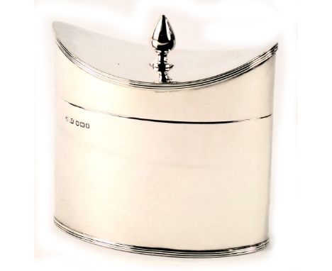 A George V silver tea caddy, with a shaped top and acorn finial, maker SD&amp;S, Sheffield, 4.75oz. 
