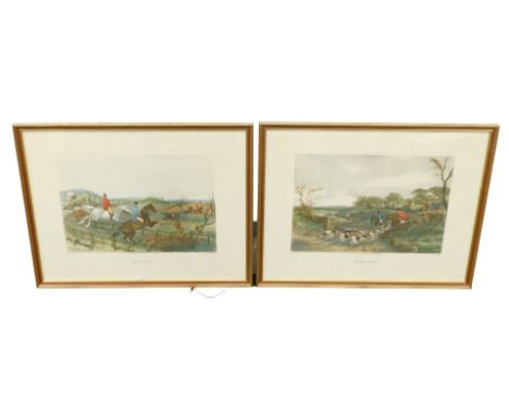 After William Shayer. Gone Away, Full Cry, two coloured hunting prints, 42cm x 55cm.