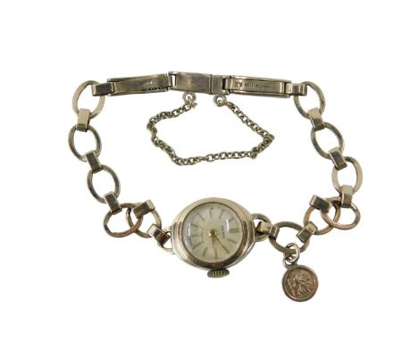 A 9ct gold Olma cocktail watch, with 1cm diameter Roman numeric dial, marked 17 jewels, with ring bracelet, 10g all in.