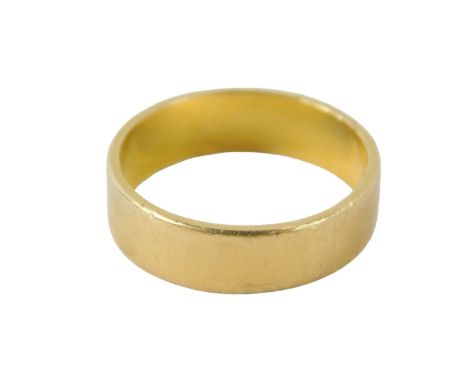 A 22ct gold wedding band, of plain design, ring size O, 6.1g all in.