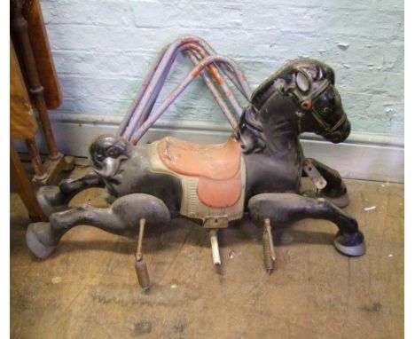 Vintage heavy tin plate sprung child's horse: 