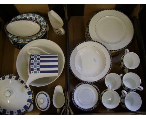 A large collection of Wedgwood Aphrodite tea and dinner ware: to include large bowl, dinner plates, cups, saucers, soup bowls