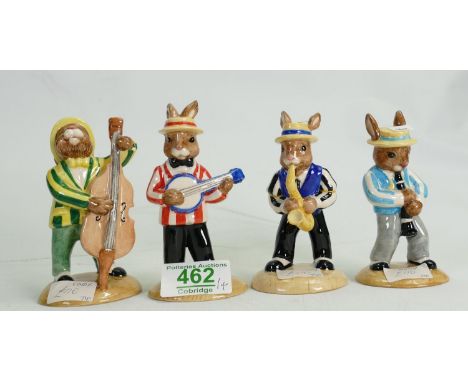 Royal Doulton Bunnykins Boxed Limited Edition Figures: Jazz Band, Clarinet, Saxophone, Banjo &amp; Double Bass(4) 