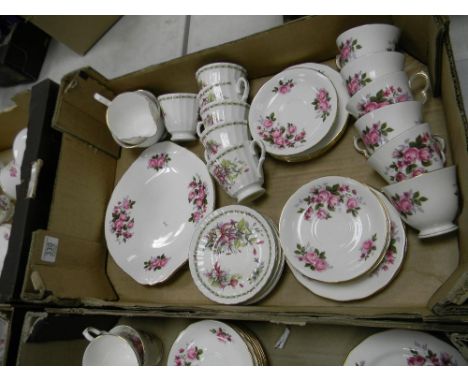 Queen Anne Pottery Floral decorated Tea set: together with Royal Grafton similar cups and saucers 