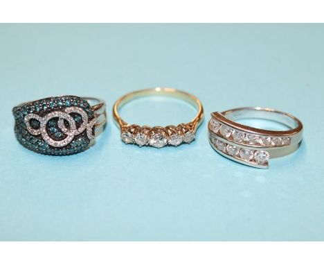 Two 18ct gold diamonds rings, 6.2g and a 9ct gold ring, 5.2g