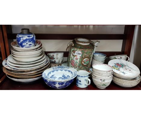 LARGE SHELF LOT OF ANTIQUE ORIENTAL PORCELAIN ALSO TO INCLUDE SOME 18TH CENTURY EXAMPLES