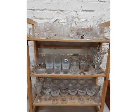 3 SHELF LOTS OF GEORGIAN, VICTORIAN AND OTHER GLASSWARE