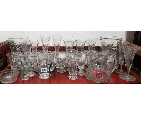 SHELF LOT OF GEORGIAN, VICTORIAN AND OTHER GLASSWARE