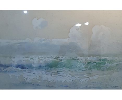 ORNATE GILT FRAMED WATERCOLOUR - SEASCAPE - CORNISH COAST BY FRTITZ ALTHAUS