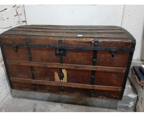 19TH CENTURY TRAVEL TRUNK WITH LABELS