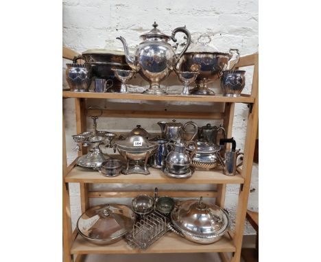 3 SHELF LOTS OF 19TH CENTURY AND OTHER EPNS KITCHENWARE