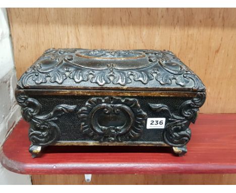 EARLY 19TH CENTURY TEA CADDY, HEAVILY CARVED