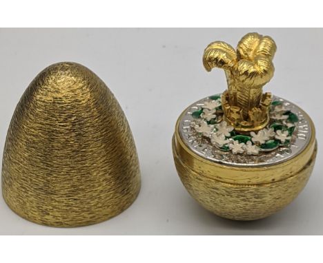 A Stuart Devlin Charles and Diana boxed silver gilt egg, No.103, hallmarked London 1981, original case, L.6cm