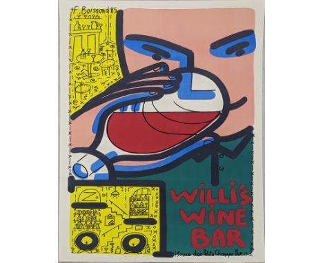 After Francois Boisrand, Willi`s Wine Bar, offset lithograph poster, 67cm x 45cm