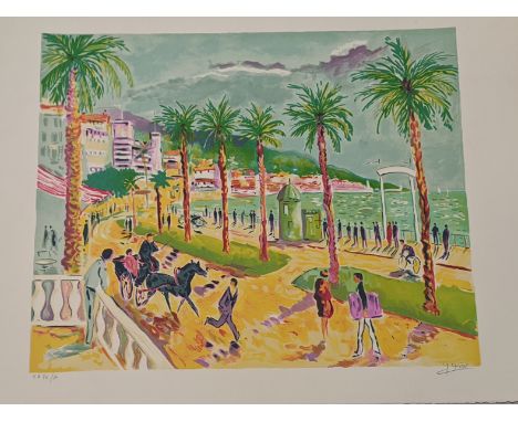 Francois Gilot (French, b.1921), Cannes, lithograph, signed in pencil, numbered 36/50, unframed, H.46cm W.56cm