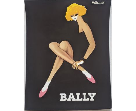 After Bernard Villemot, Bally fashion poster, offset lithograph poster, H.70cm W.50cm