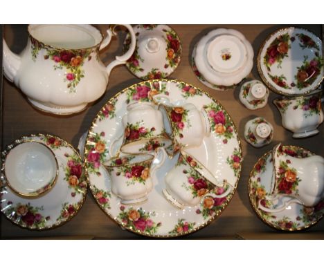 Royal Albert Old Country Roses to include a teapot, cups, saucers and others (Qty).  In good condition with no obvious damage