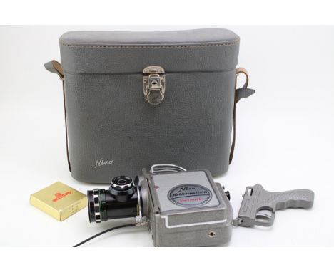 A Nizo Heliomatic 8 Focovario Super 8 cine camera in original case  the condition appears to be excellent but cannot be guara