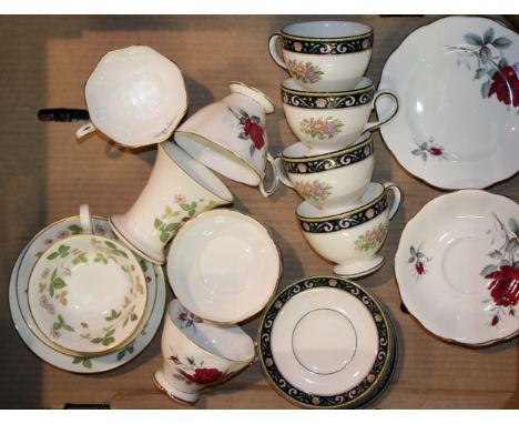 Wedgwood to include Wild Strawberry, Runnymede cups and saucers and Royal Albert Street Romance tea ware (Qty).  In good cond