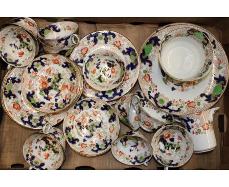 Royal Stafford Gaudy Welsh pattern tea ware to include cups, saucers, side plates and others such as a sugar bowl (Qty).