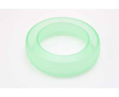 Uranium glass posy ring, circa 1930s, possibly Bagley, 14.5cm diameter.  Generally good, odd nibbles noted.