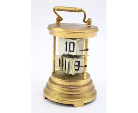 Early 20th century plato flip ticket clock, 13cm tall.  Untested.