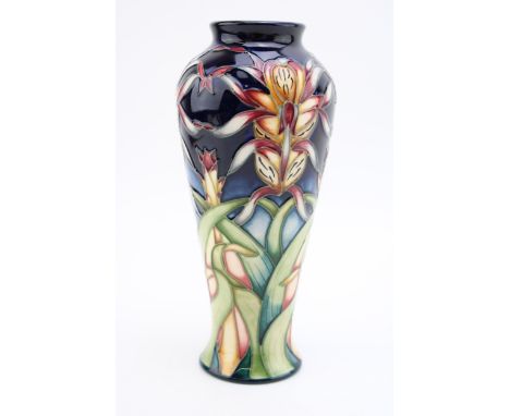 Moorcroft Limited Edition 3 star collectors club 'Lizard Orchid' baluster vase designed by Philip Gibson. Height approx 21cm.