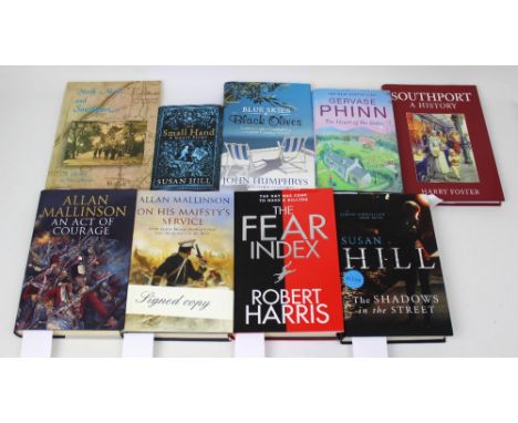 Nine mainly first edition local history and fiction books, signed by the author to include Robert Harris; 'The Fear Index', S