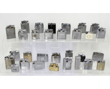 Thirty vintage Ronson cigarette lighters to include engine-turned examples, silvered and gilded examples and Art Deco designs
