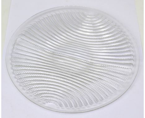 René Lalique; a circular 'Lignes' pattern plate with etched mark to centre, diameter 27cm. CONDITION REPORT No obvious chips 