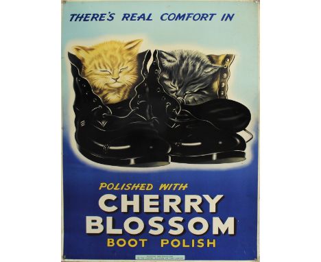 A vintage advertising sign for 'Cherry Blossom Boot Polish', 73.5 x 48cm.