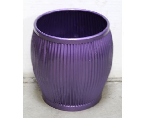 A purple-painted dolly tub for use as a water butt or planter, diameter 44cm.