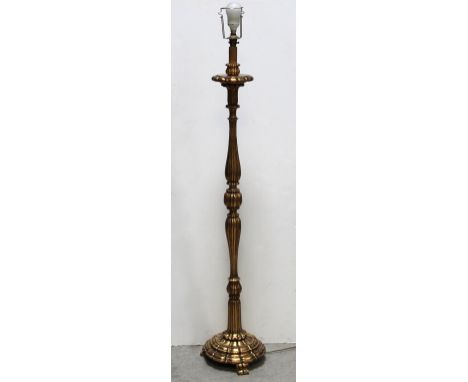 A gilt wooden standard lamp, height excluding fitment 147cm.