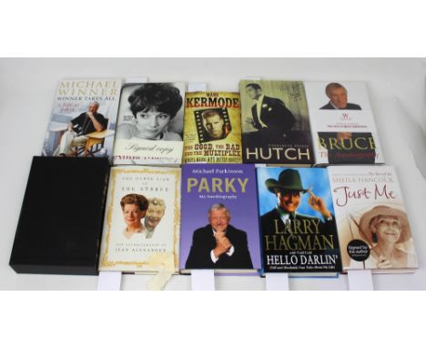 Ten mainly first edition books, autobiographies and biographies of stage and screen stars, most signed by the author, Michael