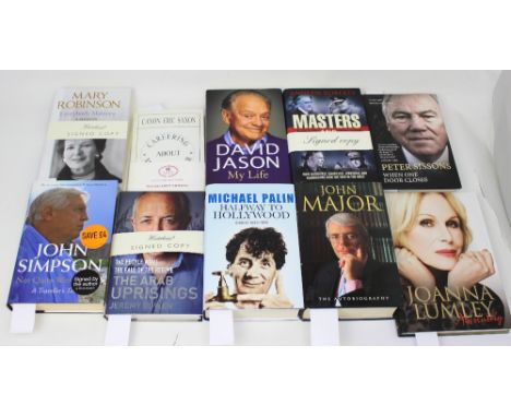 Ten mainly first edition books relating to politics, TV stars, autobiographies and biographies, most signed by the author, Da