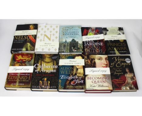 Ten mainly first edition books of historical interest, most signed by the author, to include Deborah Cadbury; 'Princes at War