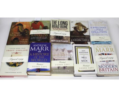 Ten mainly first edition books, most signed by the author, to include historical, geographical, gardening and other subjects,