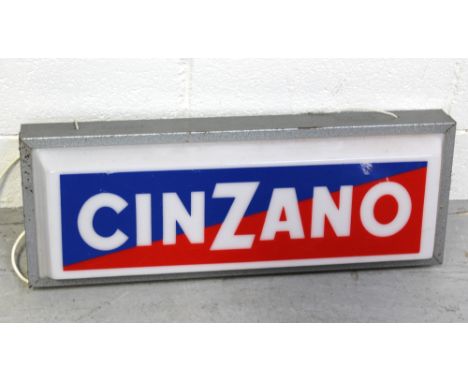 A vintage 'Cinzano' illuminated advertising sign, 63.5 x 23.5cm.