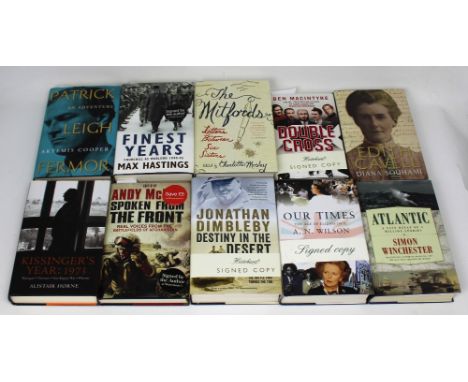 Ten mainly first edition books of historical, political, and biographical interest, most signed by the author, Patrick Lee-Fe