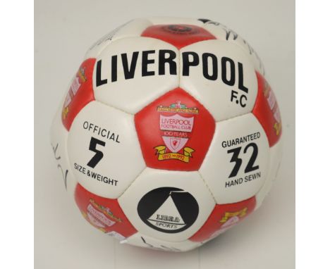 A signed Liverpool FC 1892-1992 football, signed by Ian Rush, Steve McManaman etc. CONDITION REPORT Not signed by Steven Gerr